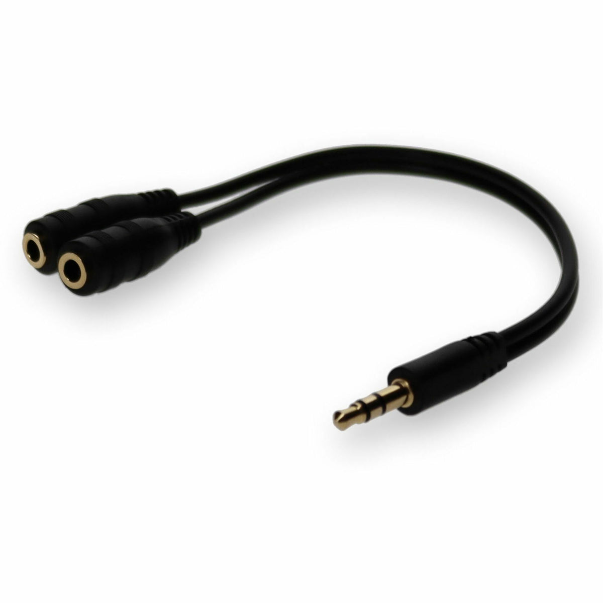 AddOn 3.5mm Audio Input Male to 2x3.5mm Audio Output Female Black Adapter - HSMFF
