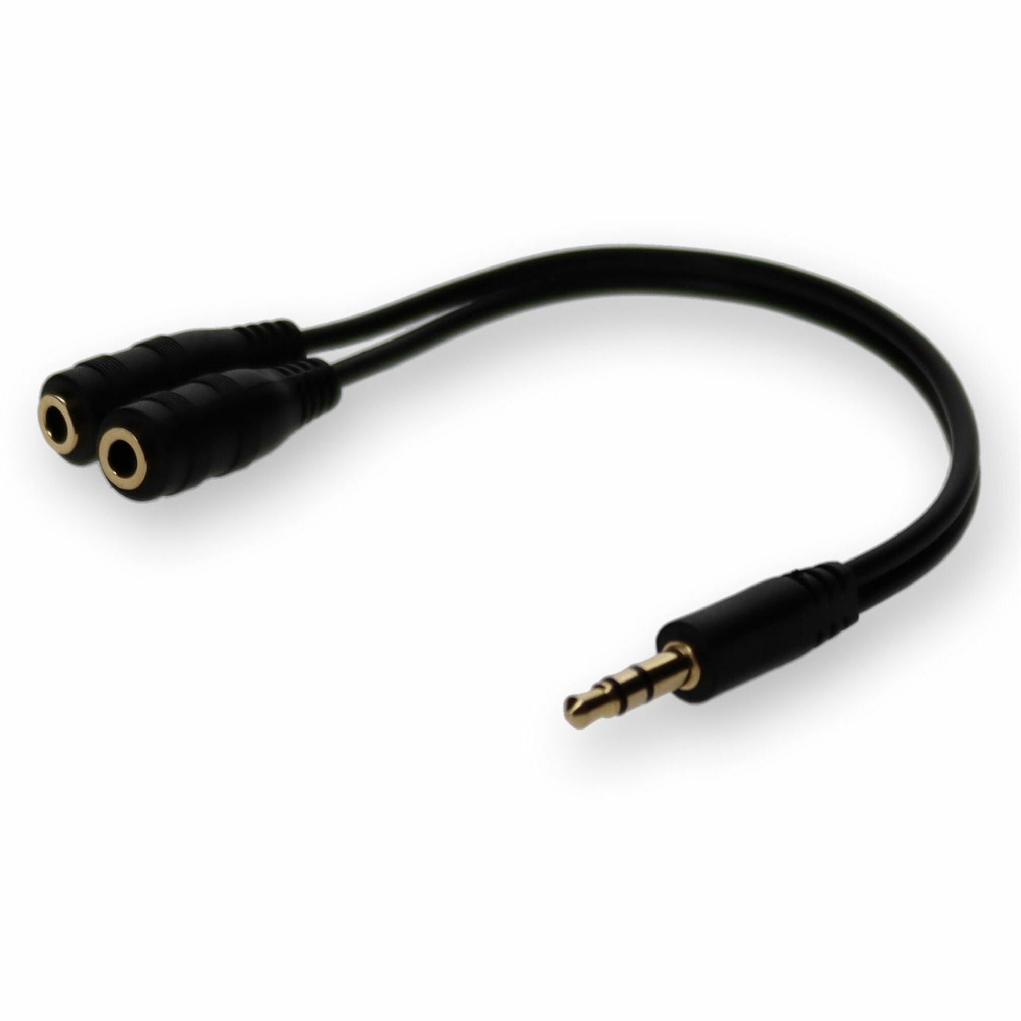 AddOn 3.5mm Audio Input Male to 2x3.5mm Audio Output Female Black Adapter - HSMFF