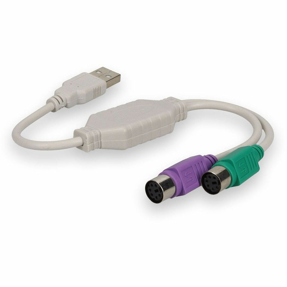 AddOn USB 2.0 (A) Male to PS/2 Female Gray Adapter - USB2PS2