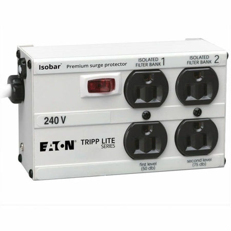 Eaton Tripp Lite Series Isobar 4-Outlet 230V Surge Protector, 6 ft. (1.83 m) Cord with Right-Angle Plug, 330 Joules, Metal Housing - ISOBAR4/220