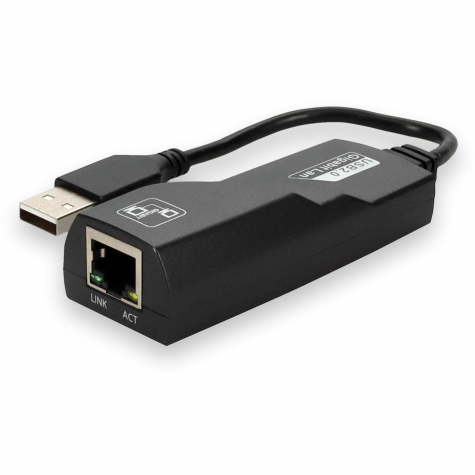 AddOn USB 2.0 (A) Male to RJ-45 Female Gray & Black Adapter - USB2NIC