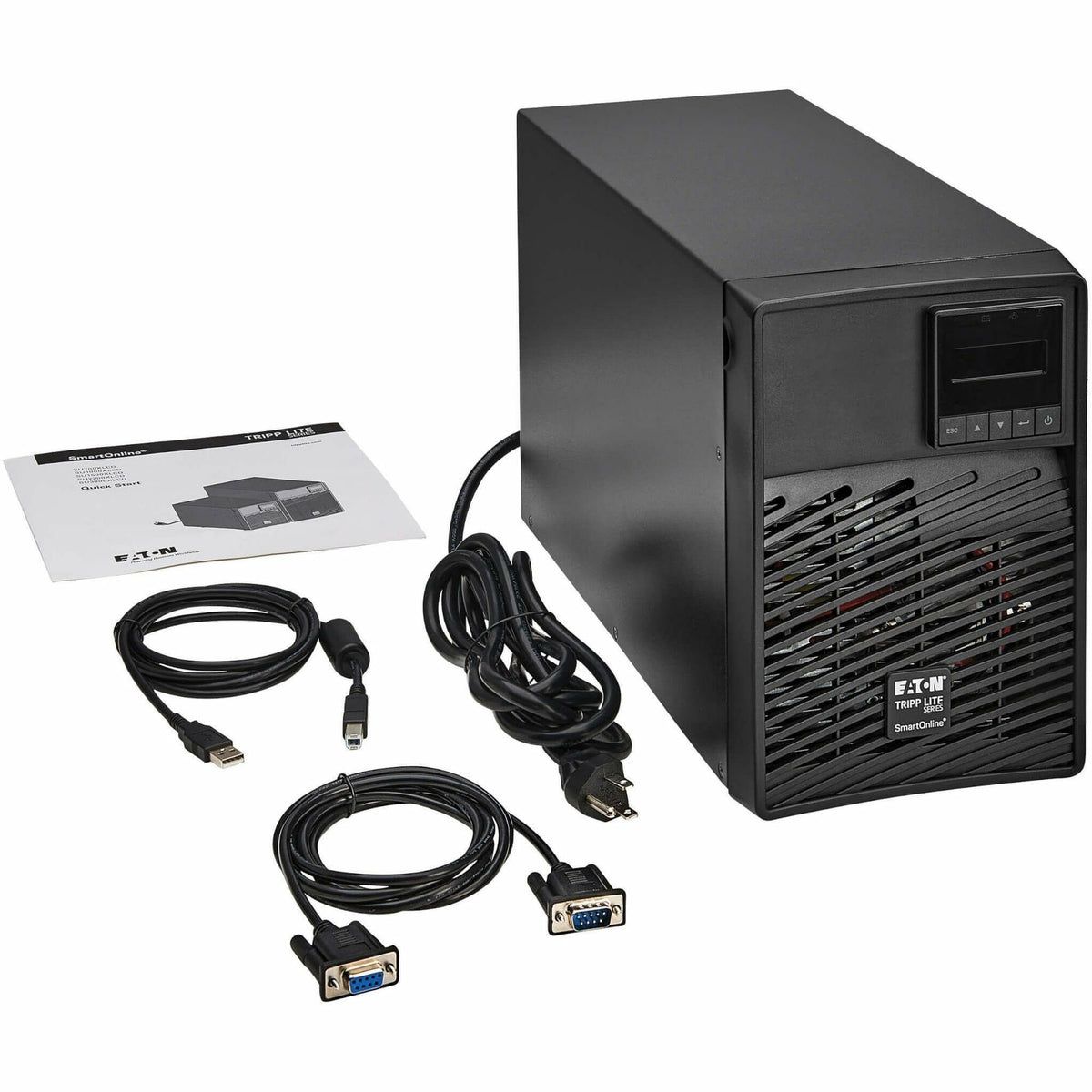 Tripp Lite by Eaton series SmartOnline 1500VA 1350W 120V Double-Conversion UPS - 6 Outlets, Extended Run, Network Card Option, LCD, USB, DB9, Tower - SU1500XLCD