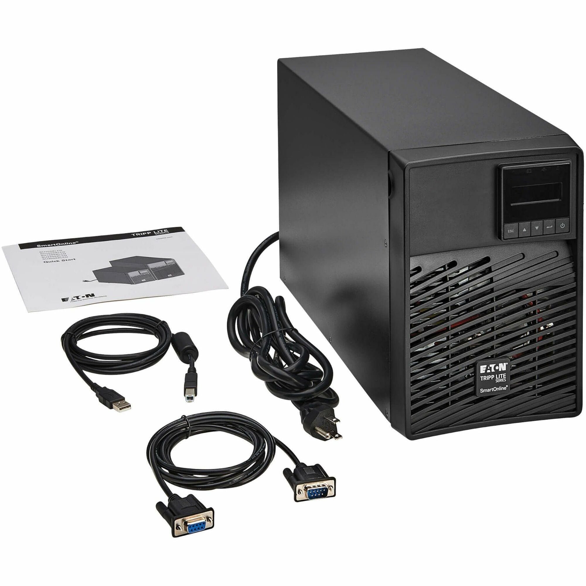 Tripp Lite by Eaton series SmartOnline 1500VA 1350W 120V Double-Conversion UPS - 6 Outlets, Extended Run, Network Card Option, LCD, USB, DB9, Tower - SU1500XLCD