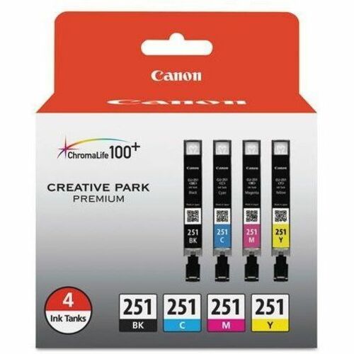 Canon CLI-251 BK/CMY Standard Yield Inkjet Ink Cartridge - Value Pack - Cyan, Magenta, Yellow, Black - 4 / Pack - 6513B004