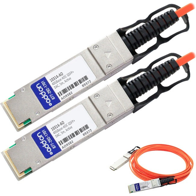 AddOn Extreme Networks 10314 Compatible TAA Compliant 40GBase-AOC QSFP+ to QSFP+ Direct Attach Cable (850nm, MMF, 5m) - 10314-AO