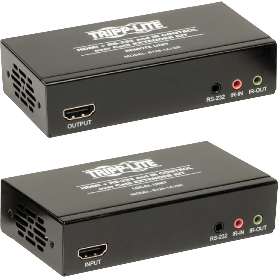 Tripp Lite by Eaton HDMI over Cat5/6 Extender Kit, Transmitter/Receiver, 4K, Serial and IR Control, Up to 328 ft. (100 m), TAA - B126-1A1SR