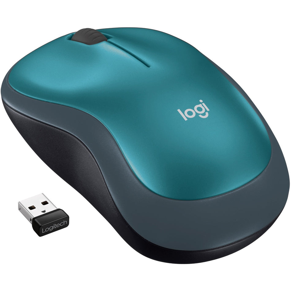 Logitech M185 Wireless Mouse, 2.4GHz with USB Mini Receiver, 12-Month Battery Life, 1000 DPI Optical Tracking, Ambidextrous, Compatible with PC, Mac, Laptop (Blue) - 910-003636