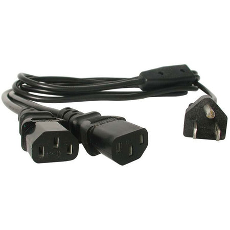 StarTech.com 6ft (2m) Computer Power Cord Y Splitter, NEMA 5-15P to 2x C13 Y Cable, 10A 125V, 18AWG, AC Power Cord, Monitor Power Cable - PXT101Y