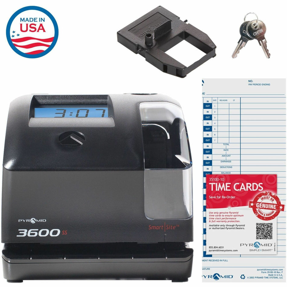 Pyramid Time Systems 3600SS Time Clock and Document Stamp - 3600SS