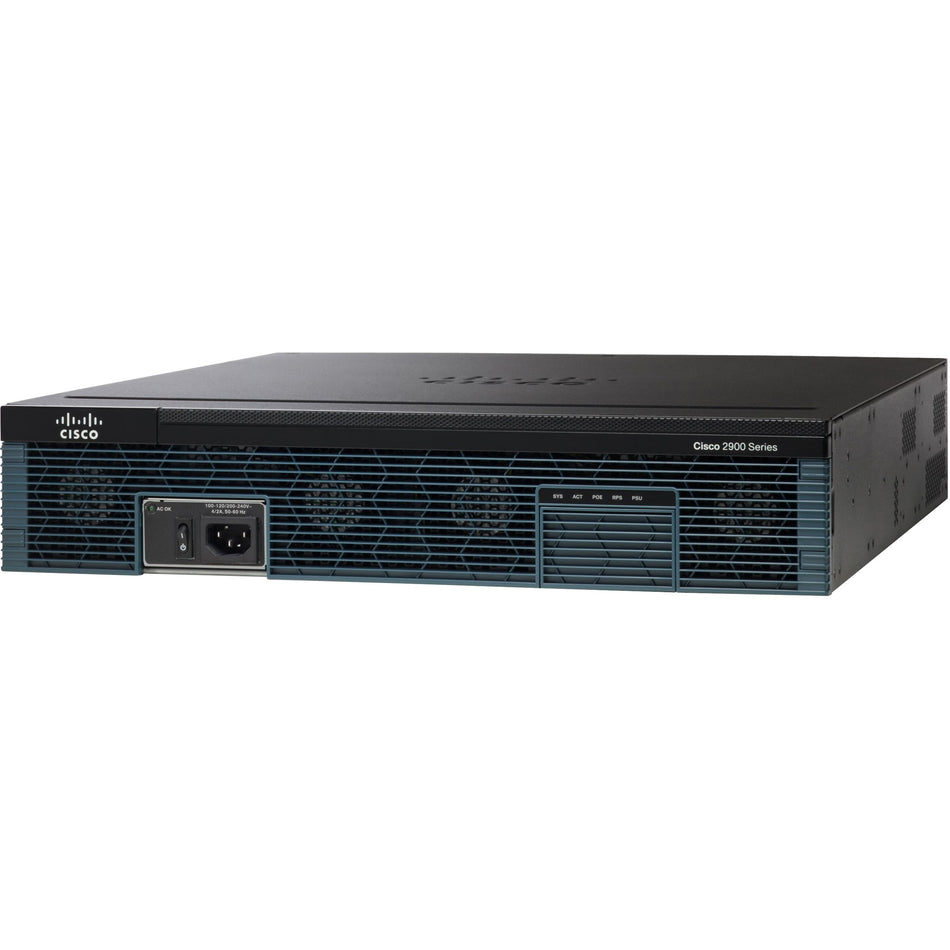 Cisco 2921 w/3 GE,4 EHWIC,1 SM,256MB CF,1GB DRAM,IPB,SEC, AX - C2921-AX/K9