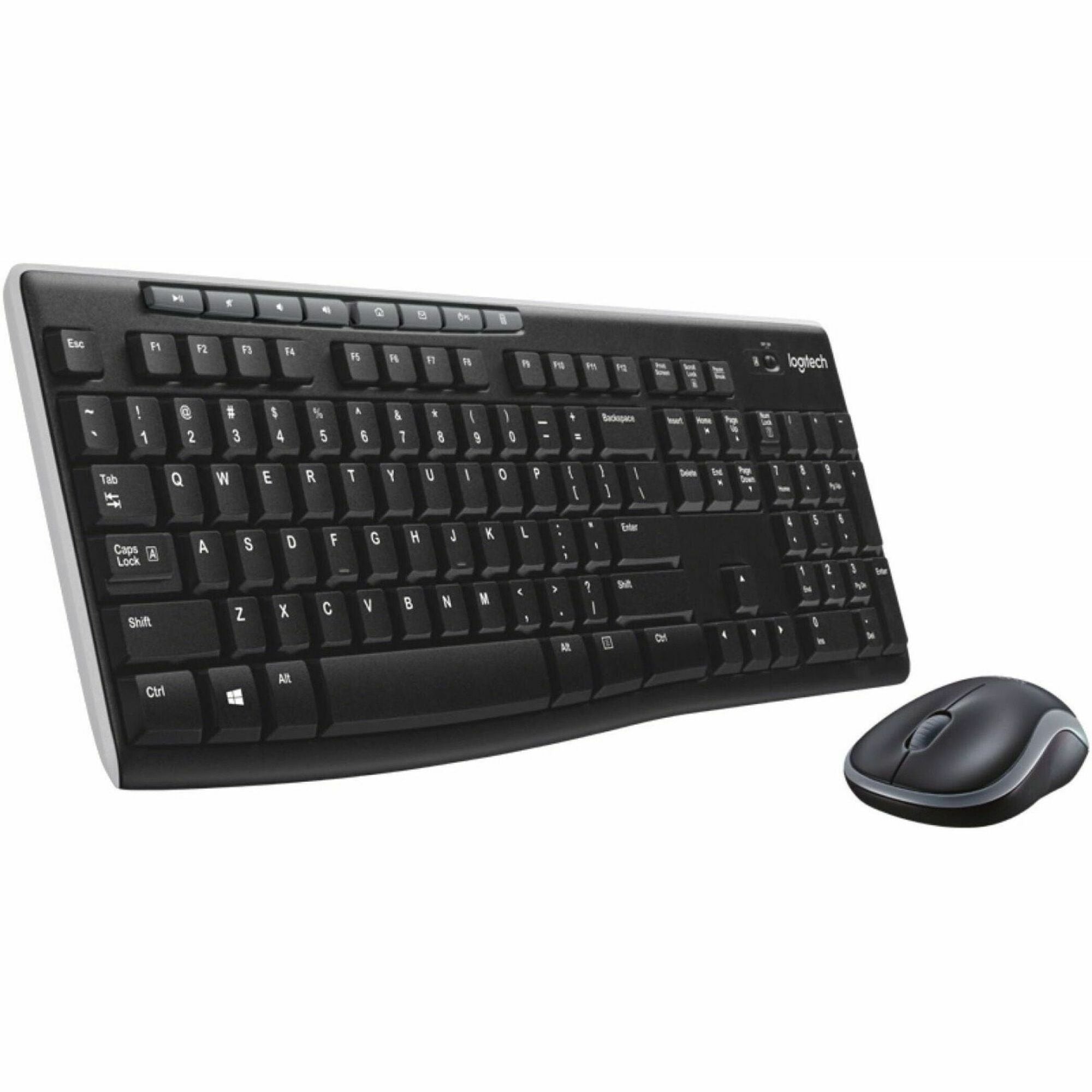 Logitech MK270 Wireless Keyboard and Mouse Combo for Windows, 2.4 GHz Wireless, Compact Mouse, Black - 920-004536