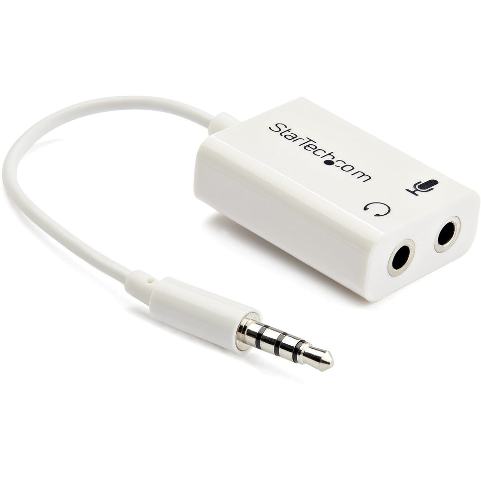 StarTech.com 3.5mm 4 Position to 2x 3 Position 3.5mm Headset Splitter Adapter M/F - White - MUYHSMFFADW