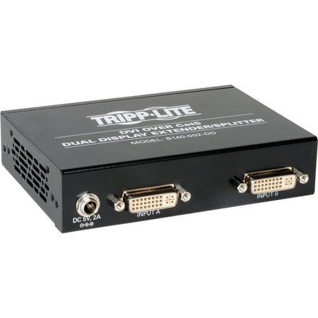 Tripp Lite by Eaton 2-Port DVI over Cat5/6 Splitter/Extender, Box-Style Transmitter for Video, Dual-Display DVI-D, 200 ft. (60 m), TAA - B140-002-DD