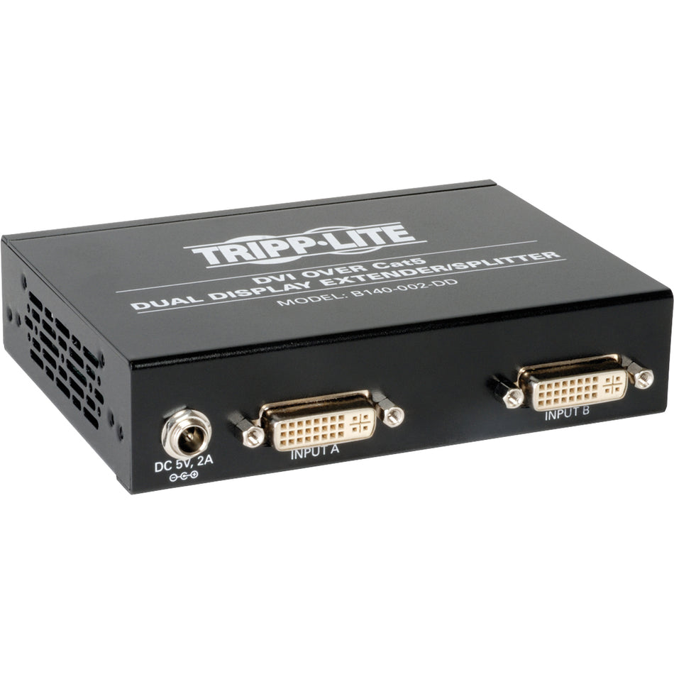 Tripp Lite by Eaton 2-Port DVI over Cat5/6 Splitter/Extender, Box-Style Transmitter for Video, Dual-Display DVI-D, 200 ft. (60 m), TAA - B140-002-DD