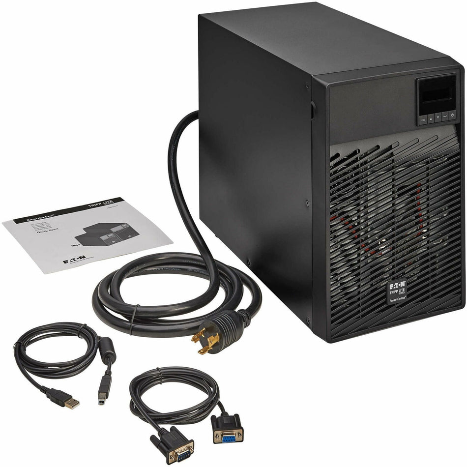 Tripp Lite by Eaton series UPS SmartOnline 3000VA 2700W 120V Double-Conversion UPS - 5 Outlets Extended Run Network Card Option LCD USB DB9 Tower - SU3000XLCD