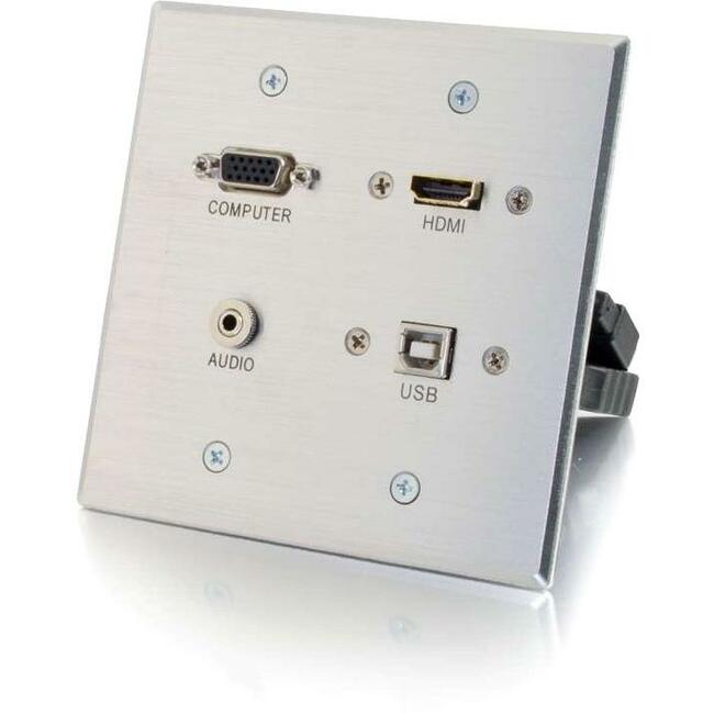 C2G HDMI, VGA, 3.5mm Audio and USB Pass Through Wall Plate - Double Gang - 39703
