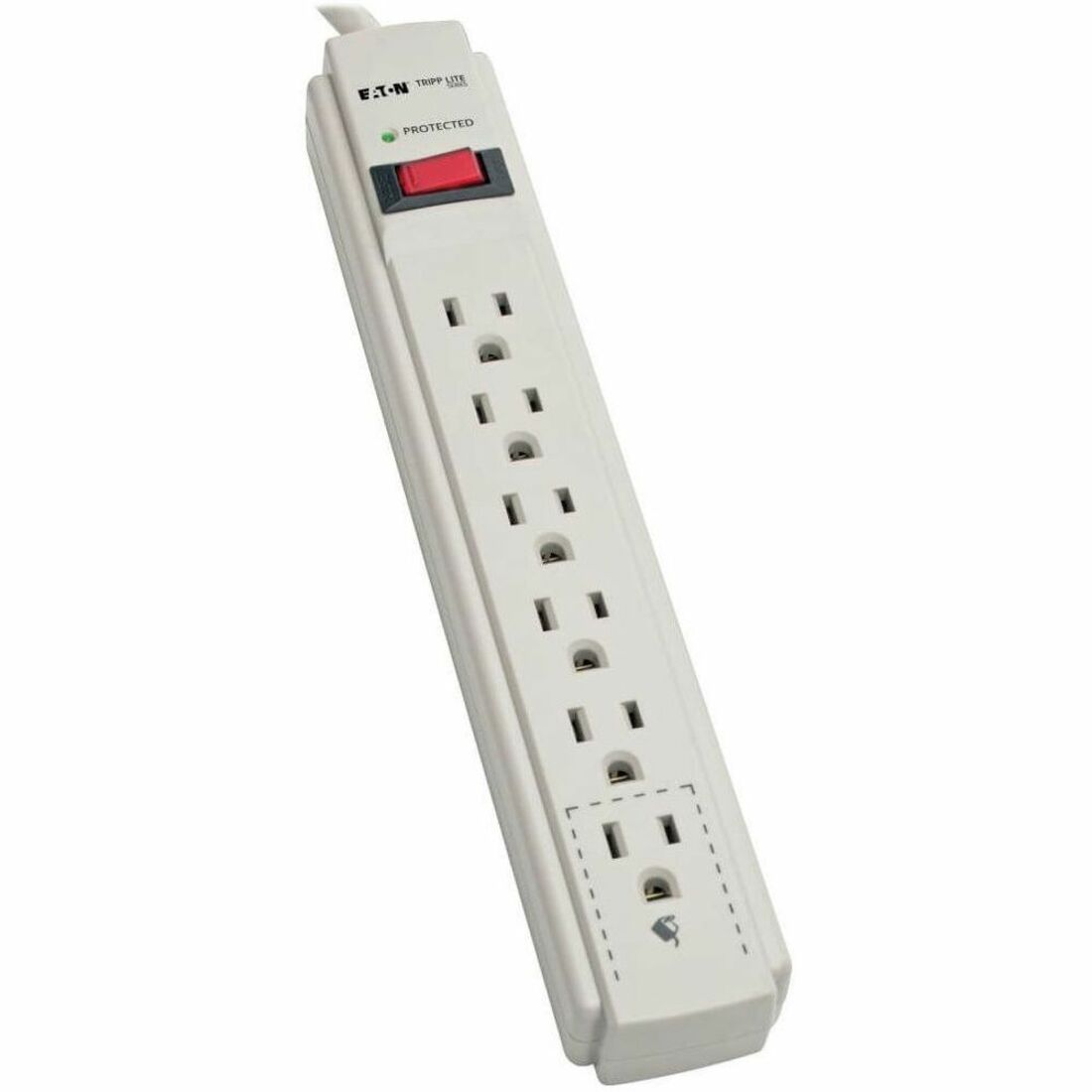 Tripp Lite by Eaton Protect It! 6-Outlet Surge Protector 8 ft. (2.43 m) Cord 990 Joules Low-Profile Right-Angle 5-15P plug - TLP608