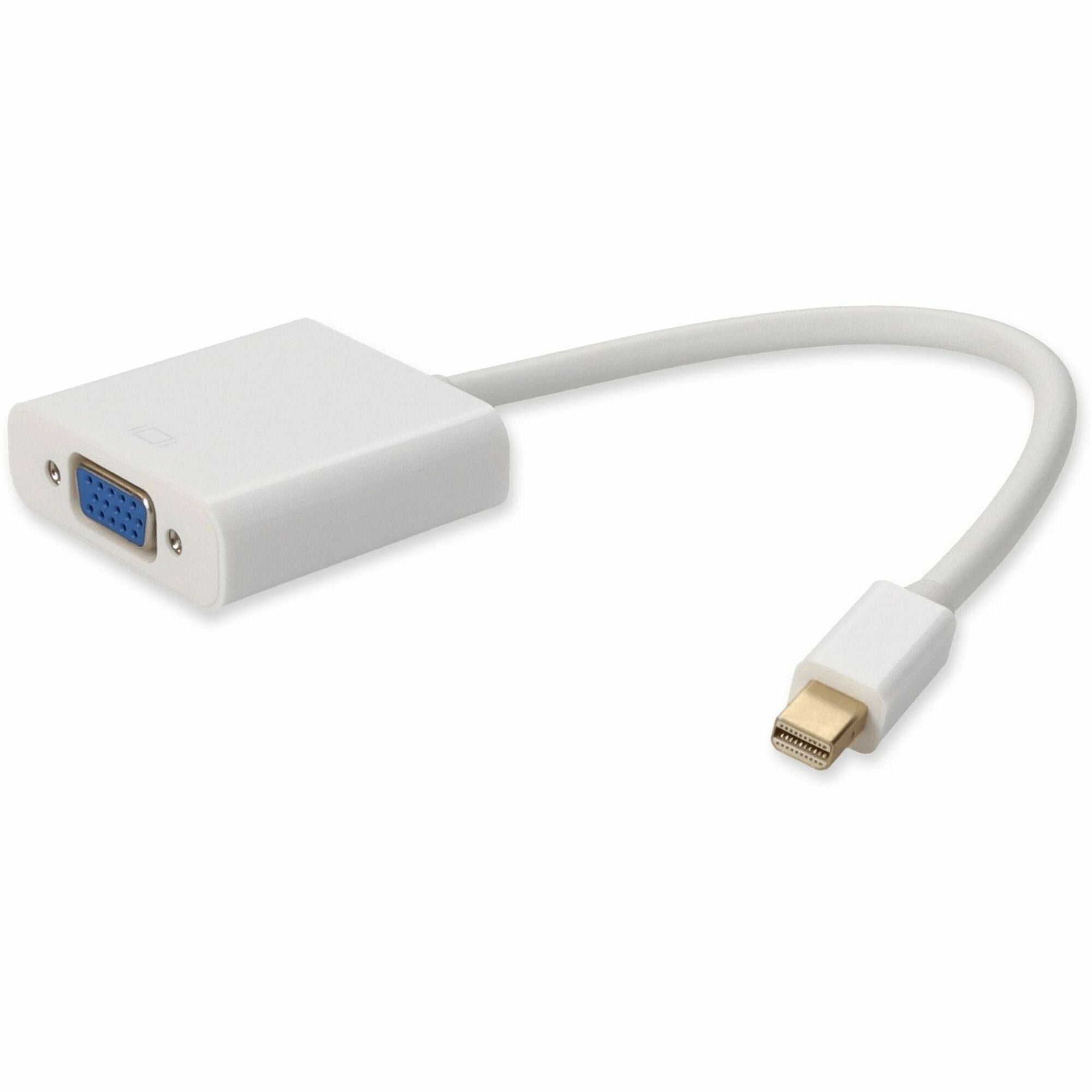 AddOn Mini-DisplayPort 1.1 Male to VGA Female White Adapter Which Supports Intel&reg; Thunderbolt For Resolution Up to 1920x1200 (WUXGA) - MDISPLAYPORT2VGAW