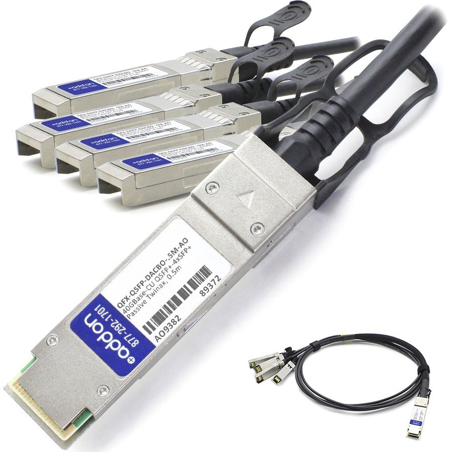 AddOn Juniper Networks QFX-QSFP-DACBO-5M Compatible TAA Compliant 40GBase-CU QSFP+ to 4xSFP+ Direct Attach Cable (Passive Twinax, 5m) - QFX-QSFP-DACBO-5M-AO