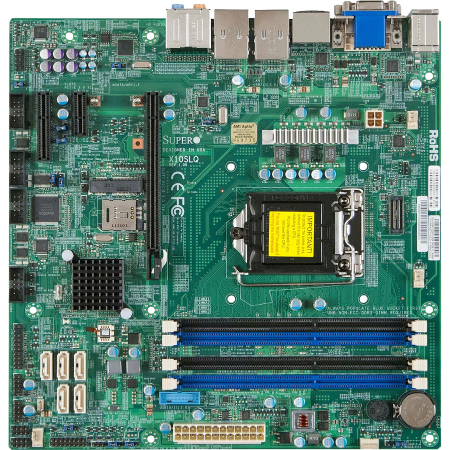 Supermicro X10SLQ Server Motherboard - Intel Q87 Express Chipset - Socket H3 LGA-1150 - Micro ATX - MBD-X10SLQ-O