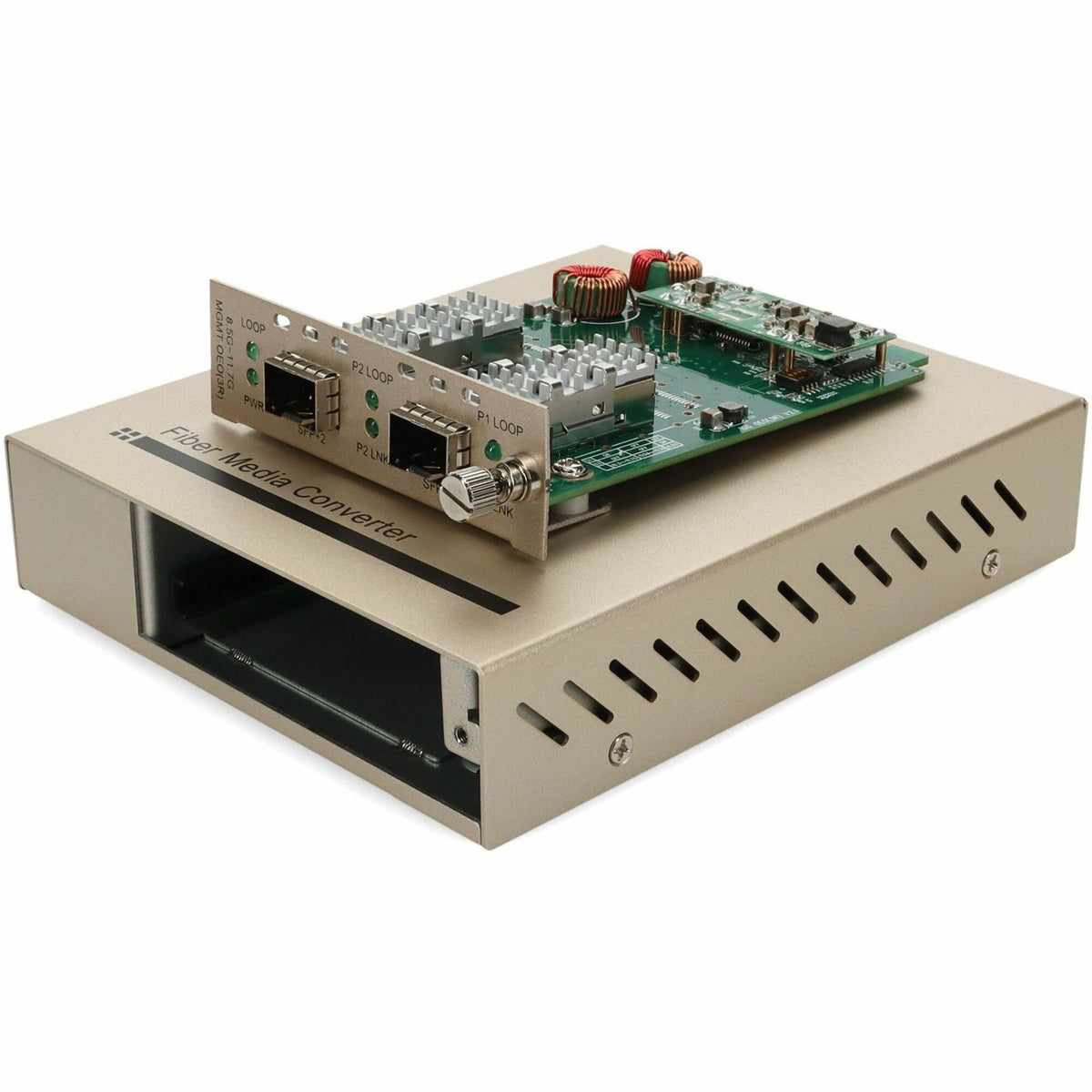 AddOn 10G OEO Converter (3R Repeater) with 2 Open SFP+ Slots Standalone Media Converter Card Kit with AC Power Supply - ADD-MCC10G2SFP-SK