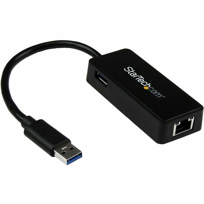 StarTech.com USB 3.0 to Gigabit Ethernet Adapter NIC w/ USB Port - Black - USB31000SPTB