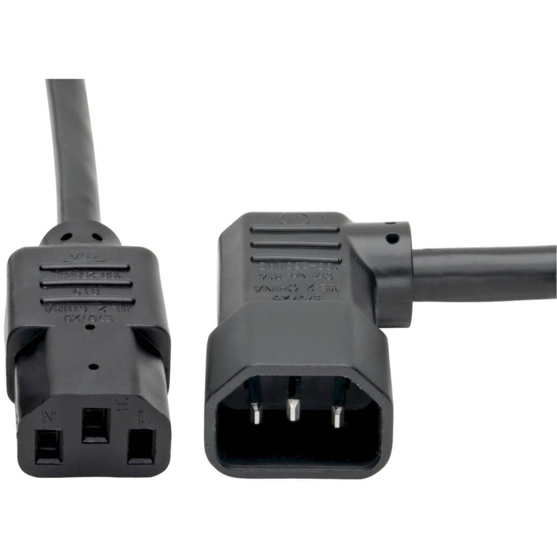 Tripp Lite by Eaton Heavy-Duty PDU Power Cord C13 to Left-Angle C14 - 15A 250V 14 AWG 6 ft. (1.83 m) Black - P005-006-14LA