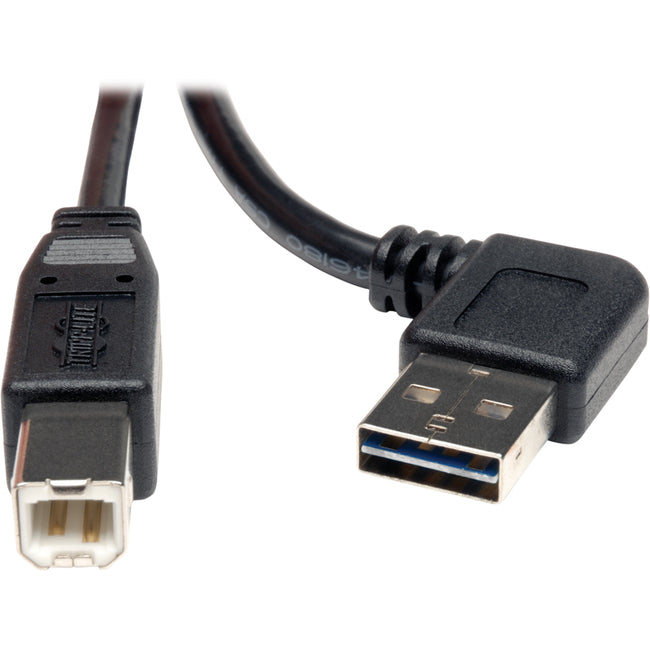 Eaton Tripp Lite Series Universal Reversible USB 2.0 Cable (Right / Left-Angle Reversible A to B M/M), 3 ft. (0.91 m) - UR022-003-RA