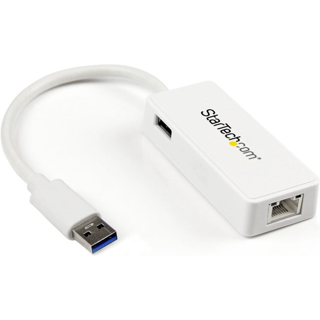 StarTech.com USB 3.0 to Gigabit Ethernet Adapter NIC w/ USB Port - White - USB31000SPTW