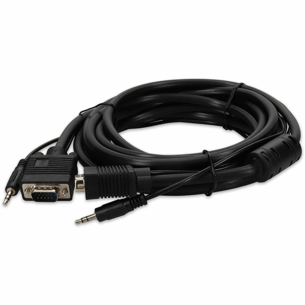 AddOn 5-Pack of 15ft VGA Male to VGA Male Black Cables Which Includes 3.5mm Audio Port For Resolution Up to 1920x1200 (WUXGA) - VGAMM15A-5PK