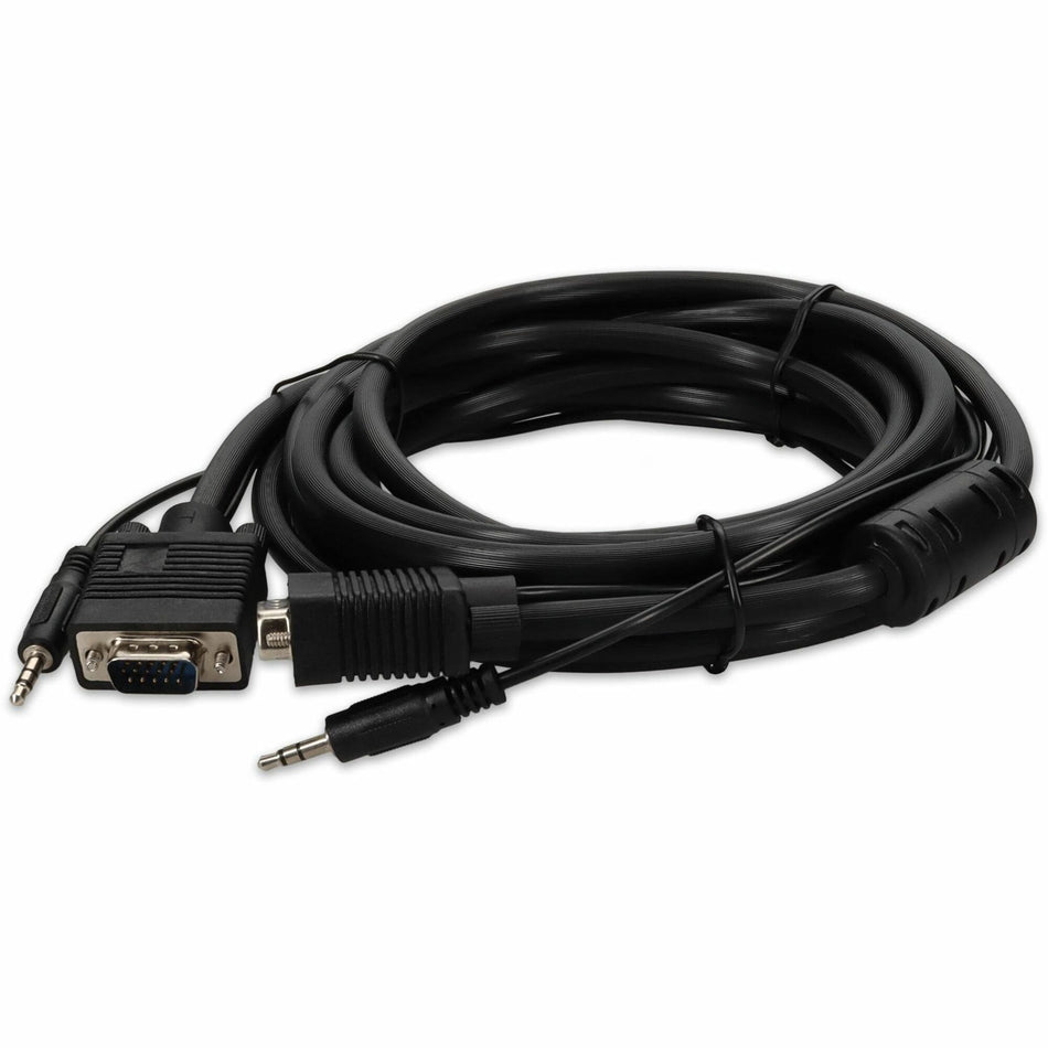 AddOn 5-Pack of 15ft VGA Male to VGA Male Black Cables Which Includes 3.5mm Audio Port For Resolution Up to 1920x1200 (WUXGA) - VGAMM15A-5PK