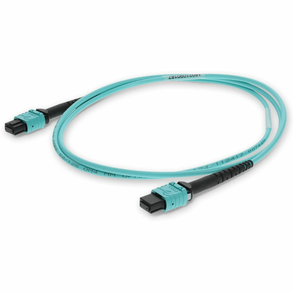 AddOn 10m MPO (Female) to MPO (Female) 12-Strand Aqua OM3 Straight Fiber OFNR (Riser-Rated) Patch Cable - ADD-MPOMPO-10M5OM3S