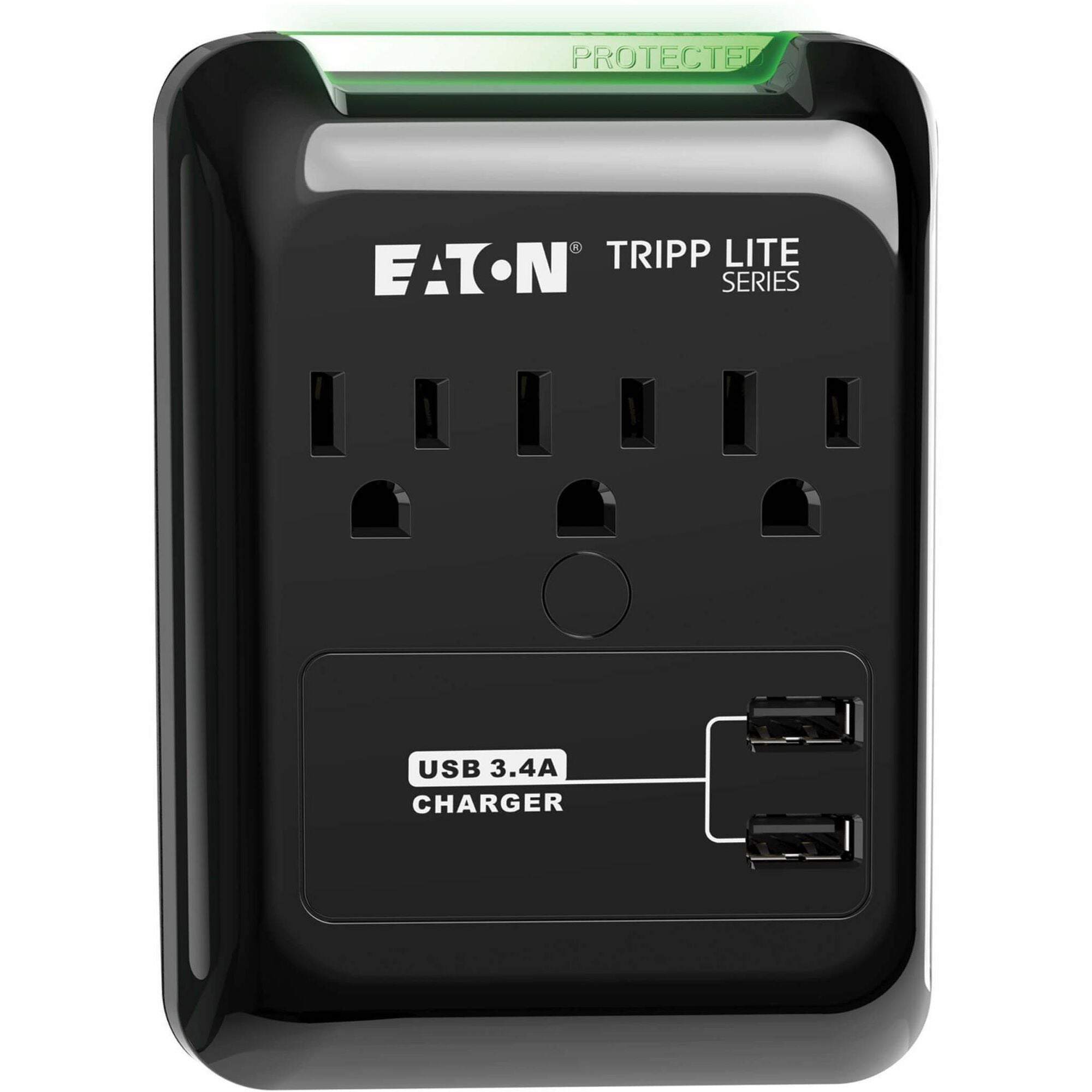 Eaton Tripp Lite Series Protect It! 3-Outlet Surge Protector, Direct Plug-In, 540 Joules, 3.4 A USB Charger, Diagnostic LED - SK30USB