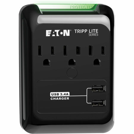 Eaton Tripp Lite Series Protect It! 3-Outlet Surge Protector, Direct Plug-In, 540 Joules, 3.4 A USB Charger, Diagnostic LED - SK30USB