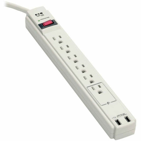 Tripp Lite by Eaton Protect It! 6-Outlet Surge Protector 6 ft. (1.83 m) Cord 990 Joules 2 x USB Charging ports (2.1A) Gray Housing - TLP606USB