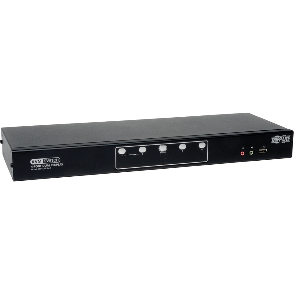 Tripp Lite by Eaton 4-Port Dual Monitor DVI KVM Switch with Audio and USB 2.0 Hub, Cables included - B004-2DUA4-K