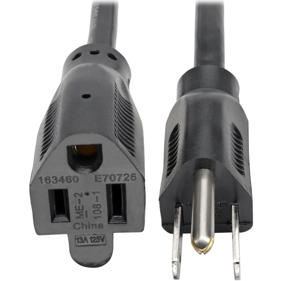 Tripp Lite by Eaton Power Extension Cord NEMA 5-15P to NEMA 5-15R - 13A 120V 16 AWG 1 ft. (0.31 m) Black - P024-001-13A