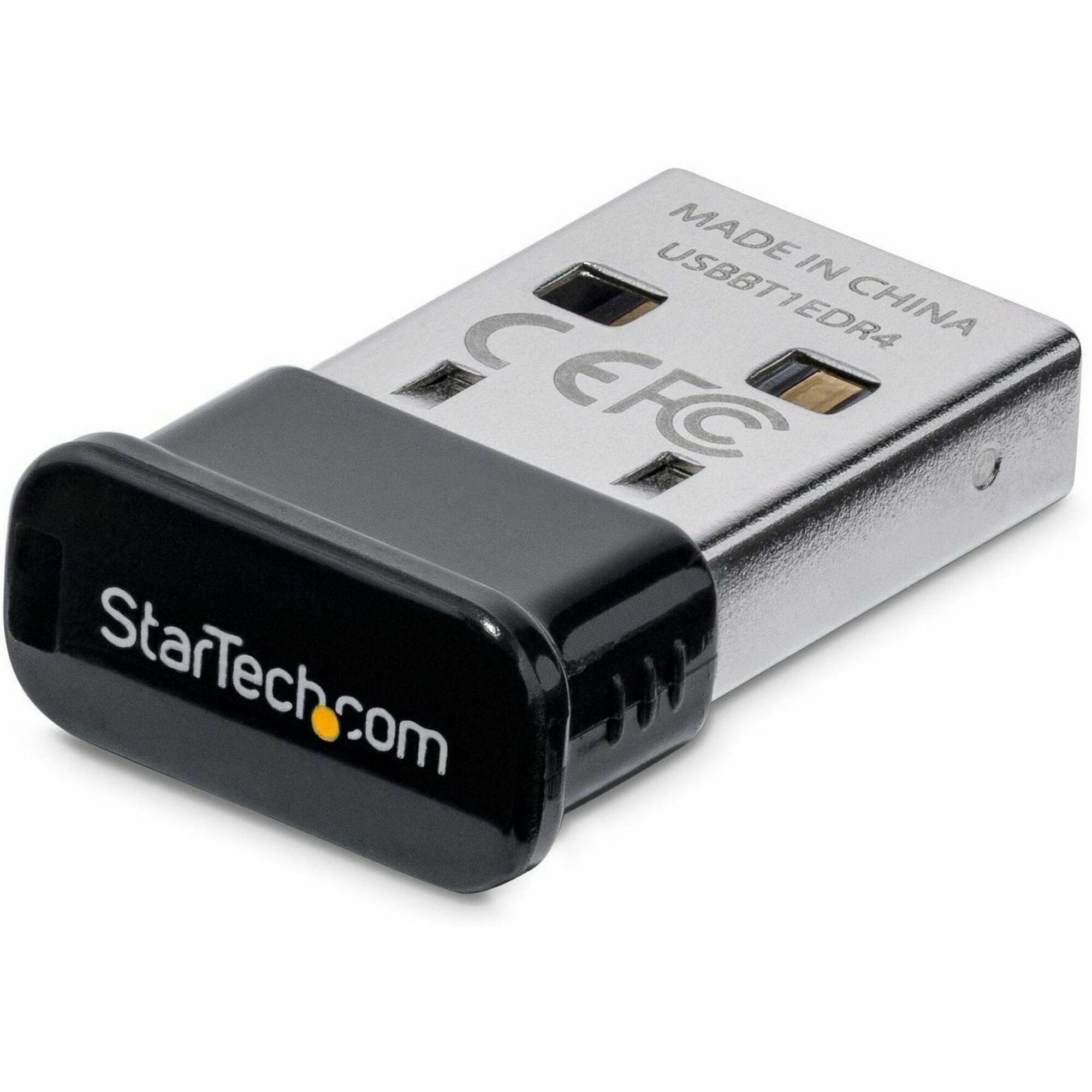 StarTech.com Mini USB Bluetooth 4.0 Adapter - 50m(165ft) Class 1 EDR Wireless Dongle - USBBT1EDR4