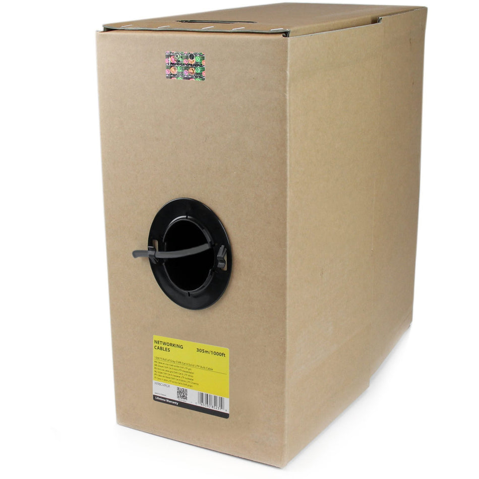 StarTech.com Bulk Cat 6 Ethernet Cable - 1000 ft. (304,8m) - Solid - CMR-Rated - Gray - TAA Compliant - WIR6CMRGR