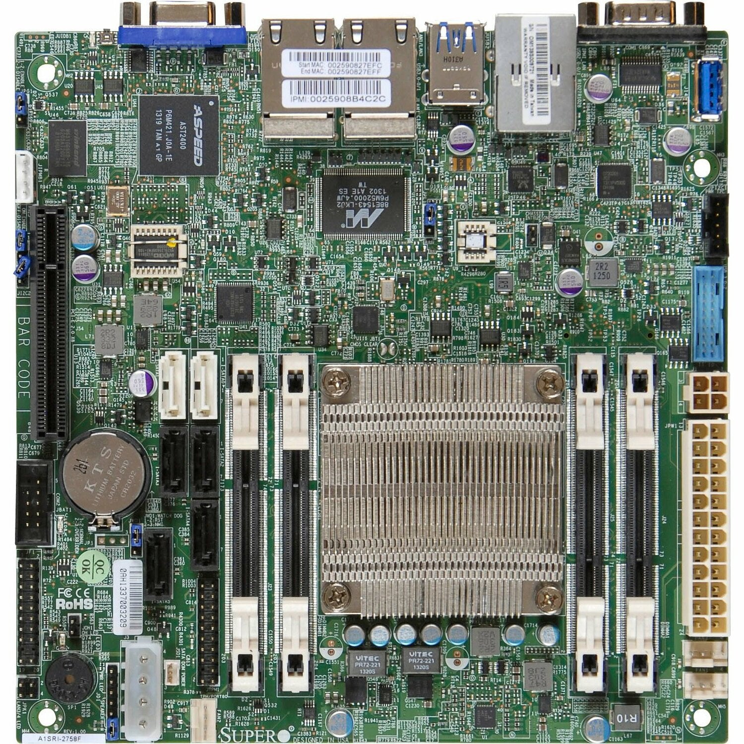 Supermicro A1SAi-2750F Desktop Motherboard - Intel Chipset - Socket BGA-1283 - Mini ITX - MBD-A1SAI-2750F-O