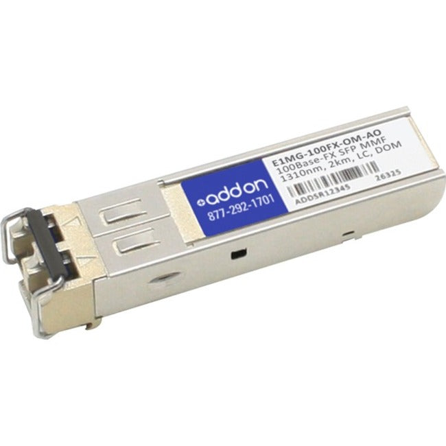 Brocade (Formerly) E1MG-100FX-OM Compatible TAA Compliant 100Base-FX SFP Transceiver (MMF, 1310nm, 2km, LC, DOM) - E1MG-100FX-OM-AO