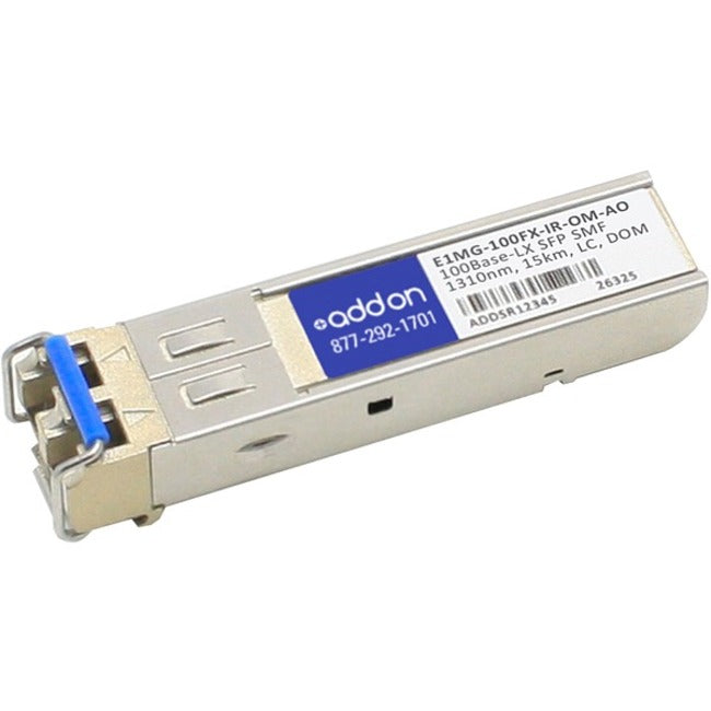 Brocade (Formerly) E1MG-100FX-IR-OM Compatible TAA Compliant 100Base-LX SFP Transceiver (SMF, 1310nm, 15km, LC, DOM) - E1MG-100FX-IR-OM-AO