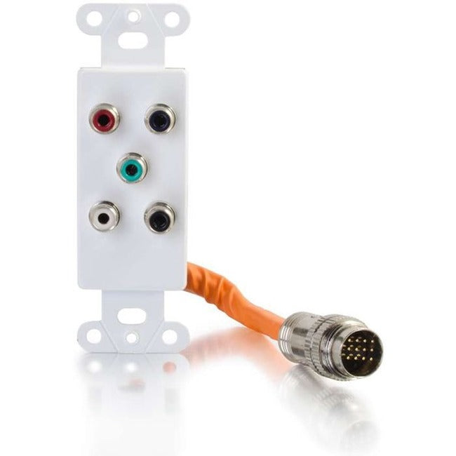 C2G RapidRun Component Video + RCA Stereo Audio Decorative Style Wall Plate - White - 60098