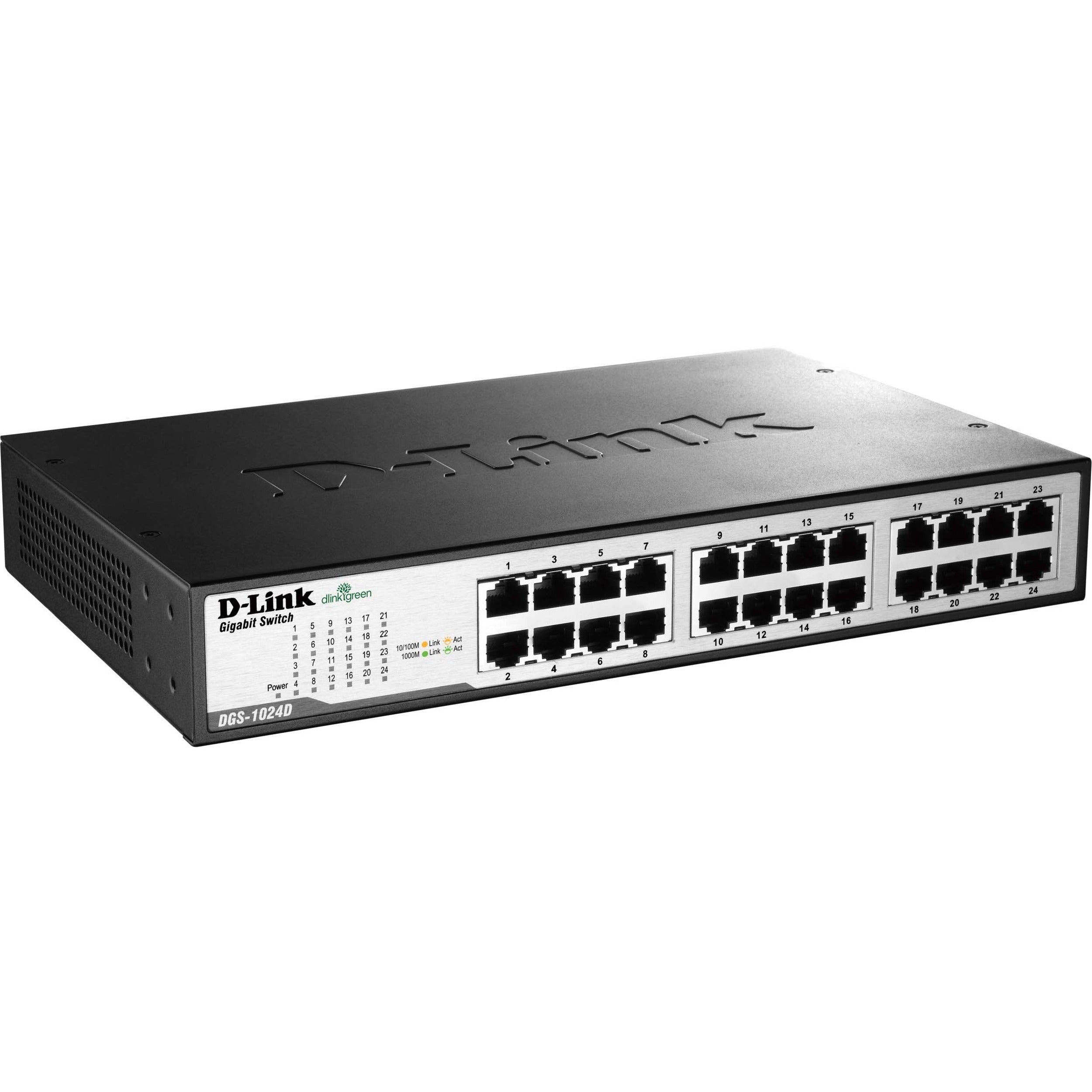 D-Link DGS-1024D 24-Port Gigabit Unmanaged Metal Desktop or Rackmount Switch - DGS-1024D