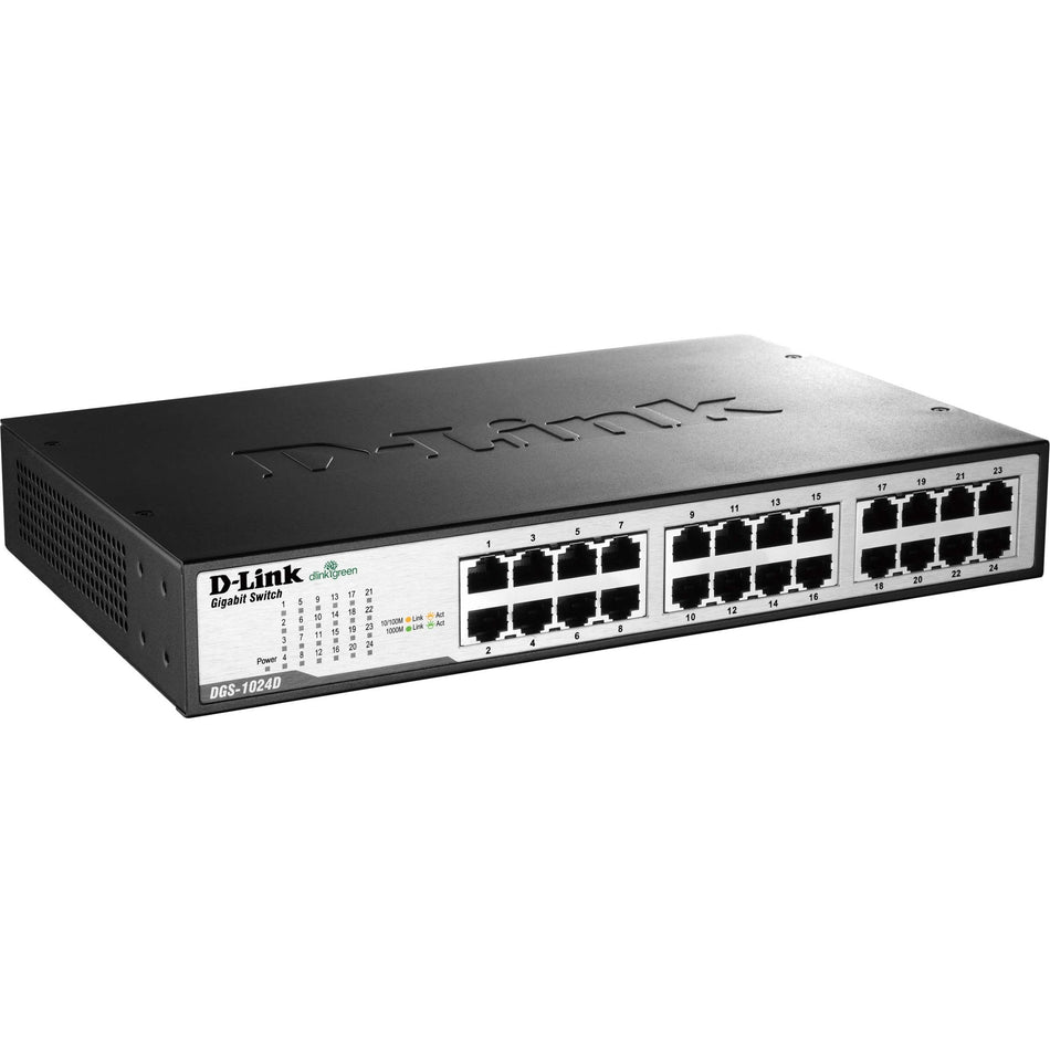 D-Link DGS-1024D 24-Port Gigabit Unmanaged Metal Desktop or Rackmount Switch - DGS-1024D