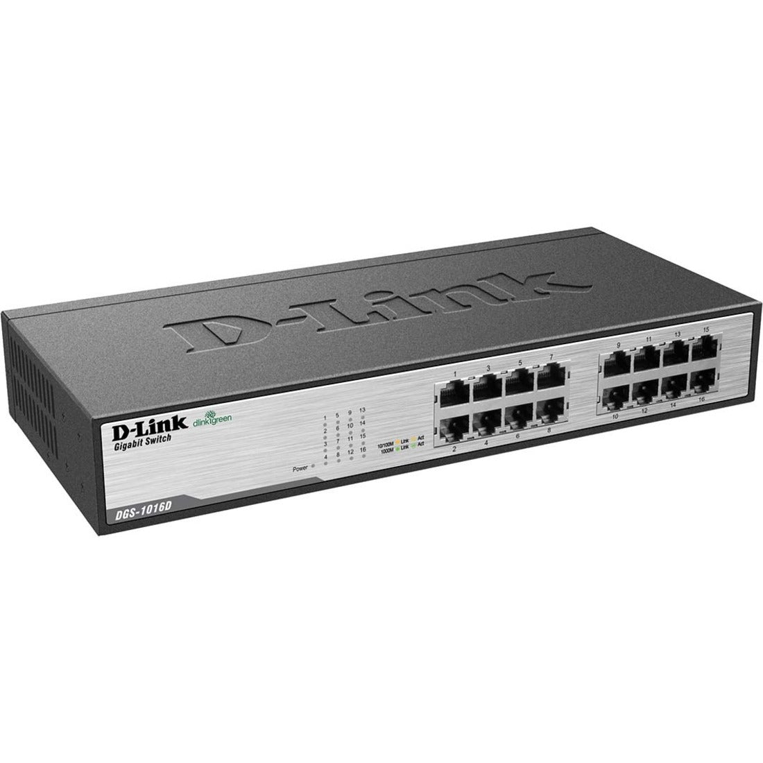 D-Link DGS-1016D 16-Port Gigabit Unmanaged Metal Desktop or Rackmount Switch - DGS-1016D