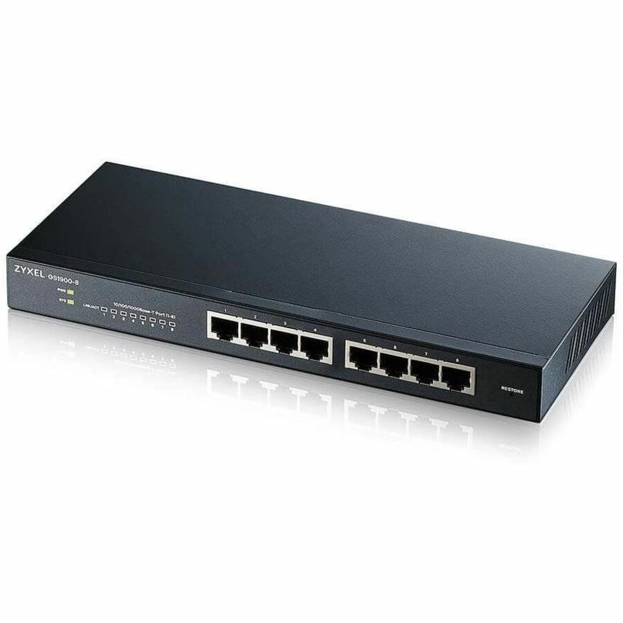 ZyXEL GS1900-8 Fanless 8 Port GbE L2 Web Managed Desktop Switch - GS1900-8
