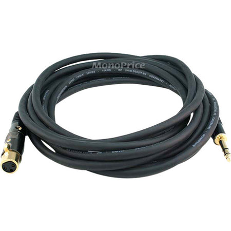 Monoprice 15ft Premier Series XLR Female to 1/4inch TRS Male 16AWG Cable (Gold Plated) - 4771
