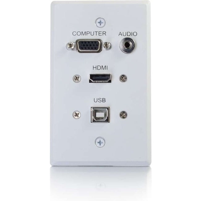 C2G HDMI, VGA, 3.5mm Audio and USB Pass Through Single Gang Wall Plate - White - 39706