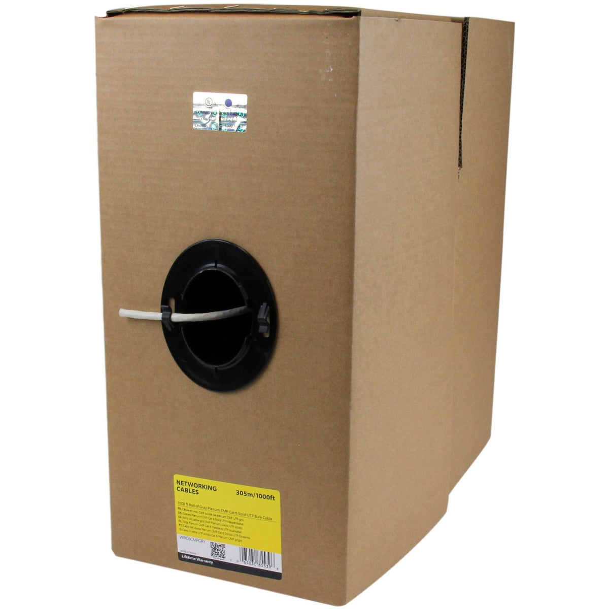 StarTech.com Bulk Cat 6 Ethernet Cable - 1000 ft. - Solid - CMP/FT6 Plenum Fire Rating - ETL Verified - Gray - TAA Compliant - WIRC6CMPGRY